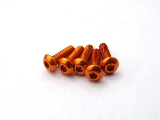 HIRO-SEIKO 5 mm Aluminum Hex Button Screw [Orange] - RyeskovRacing